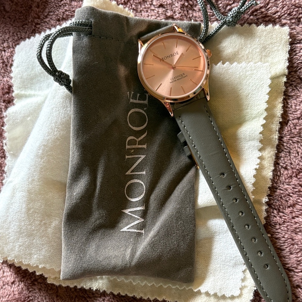 Monroe Rose Gold Watch with Gray Strap